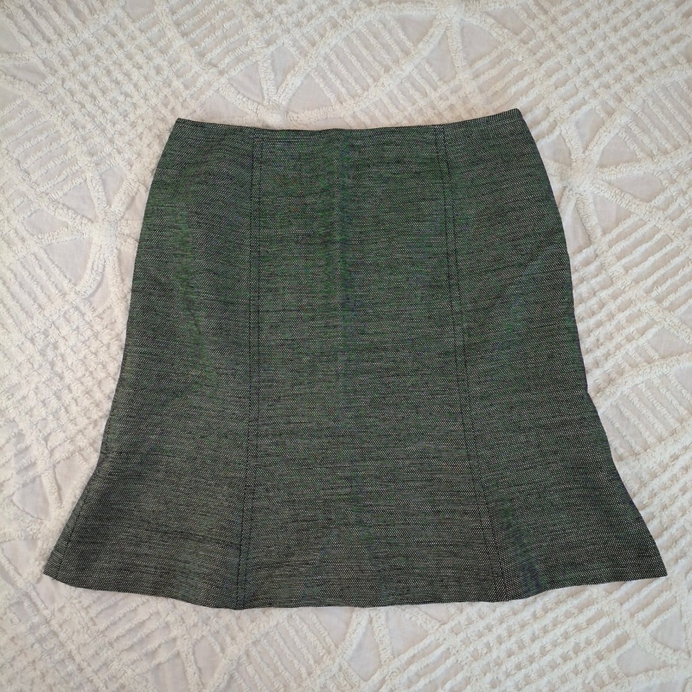 Dana‎ Buchman 12 Petite Wool Blend A-Line Skirt Black White Lined Flare Knee